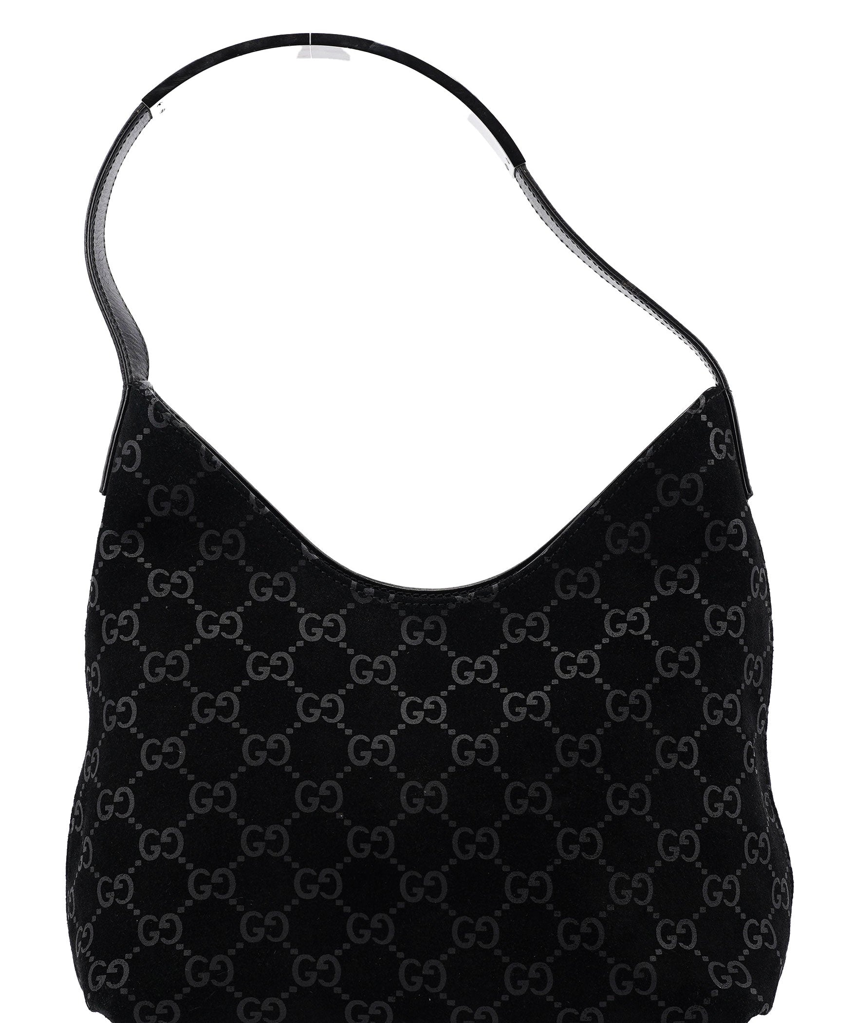 Gucci 1997 Black GG Suede Shoulder Bag