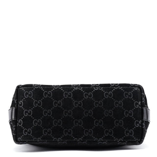 Gucci 1997 Black GG Suede Shoulder Bag