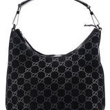 Gucci 1997 Black GG Suede Shoulder Bag