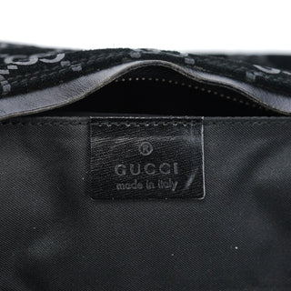 Gucci 1997 Black GG Suede Shoulder Bag