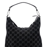 Gucci 1997 Black GG Suede Shoulder Bag