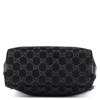 Gucci 1997 Black GG Suede Shoulder Bag