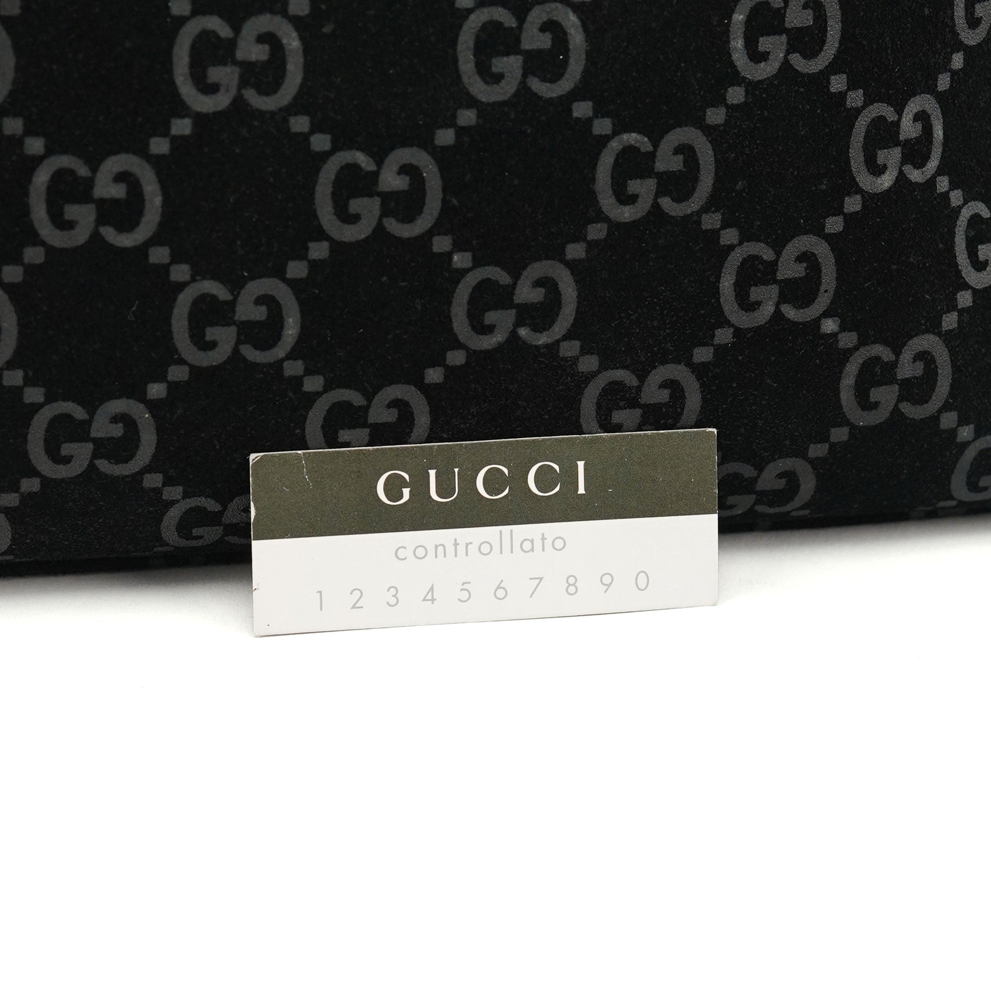 Gucci 1997 Black GG Suede Shoulder Bag