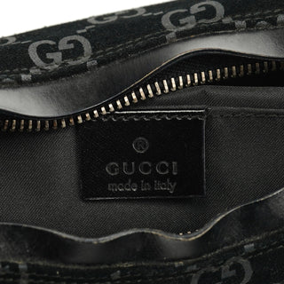 Gucci 1997 Black GG Suede Shoulder Bag