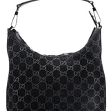 Gucci 1997 Black GG Suede Shoulder Bag