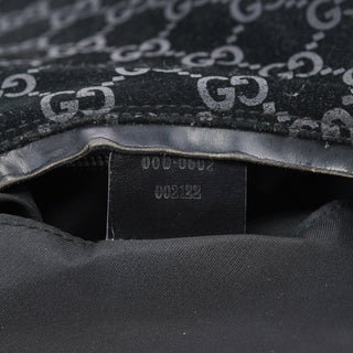 Gucci 1997 Black GG Suede Shoulder Bag