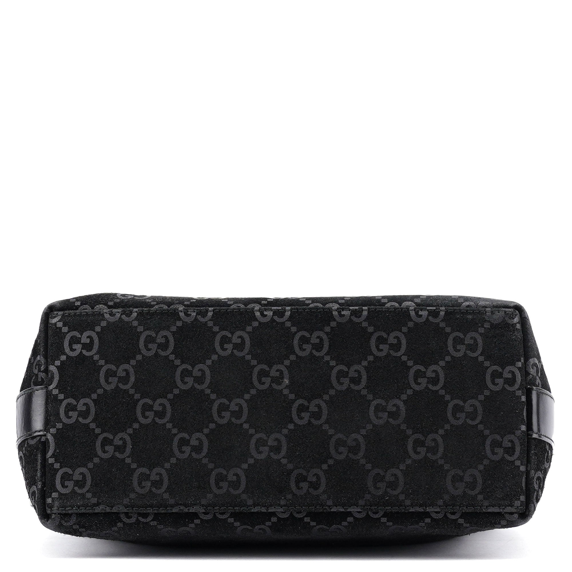 Gucci 1997 Black GG Suede Shoulder Bag