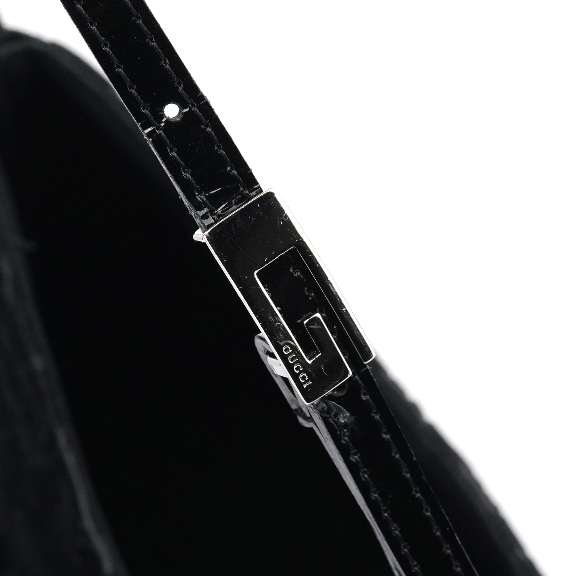 Gucci 1997 Black GG Velvet Shoulder Bag