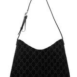 Gucci 1997 Black GG Velvet Shoulder Bag