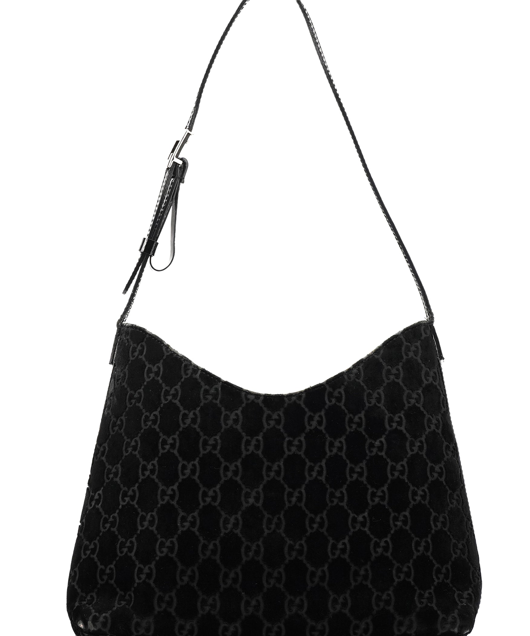 Gucci 1997 Black GG Velvet Shoulder Bag