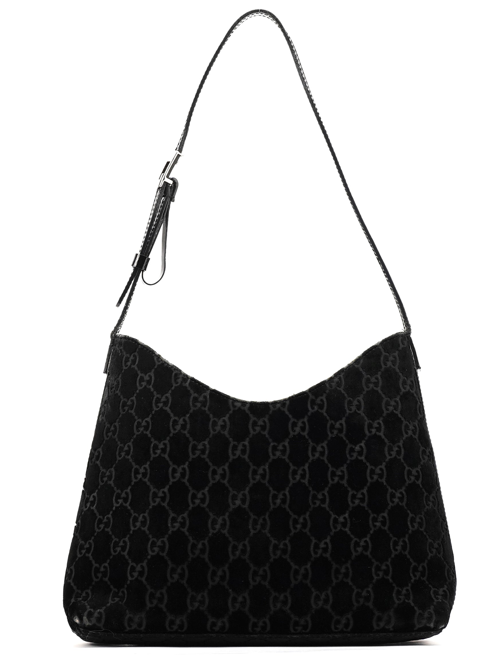 Gucci 1997 Black GG Velvet Shoulder Bag