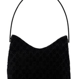 Gucci 1997 Black GG Velvet Shoulder Bag