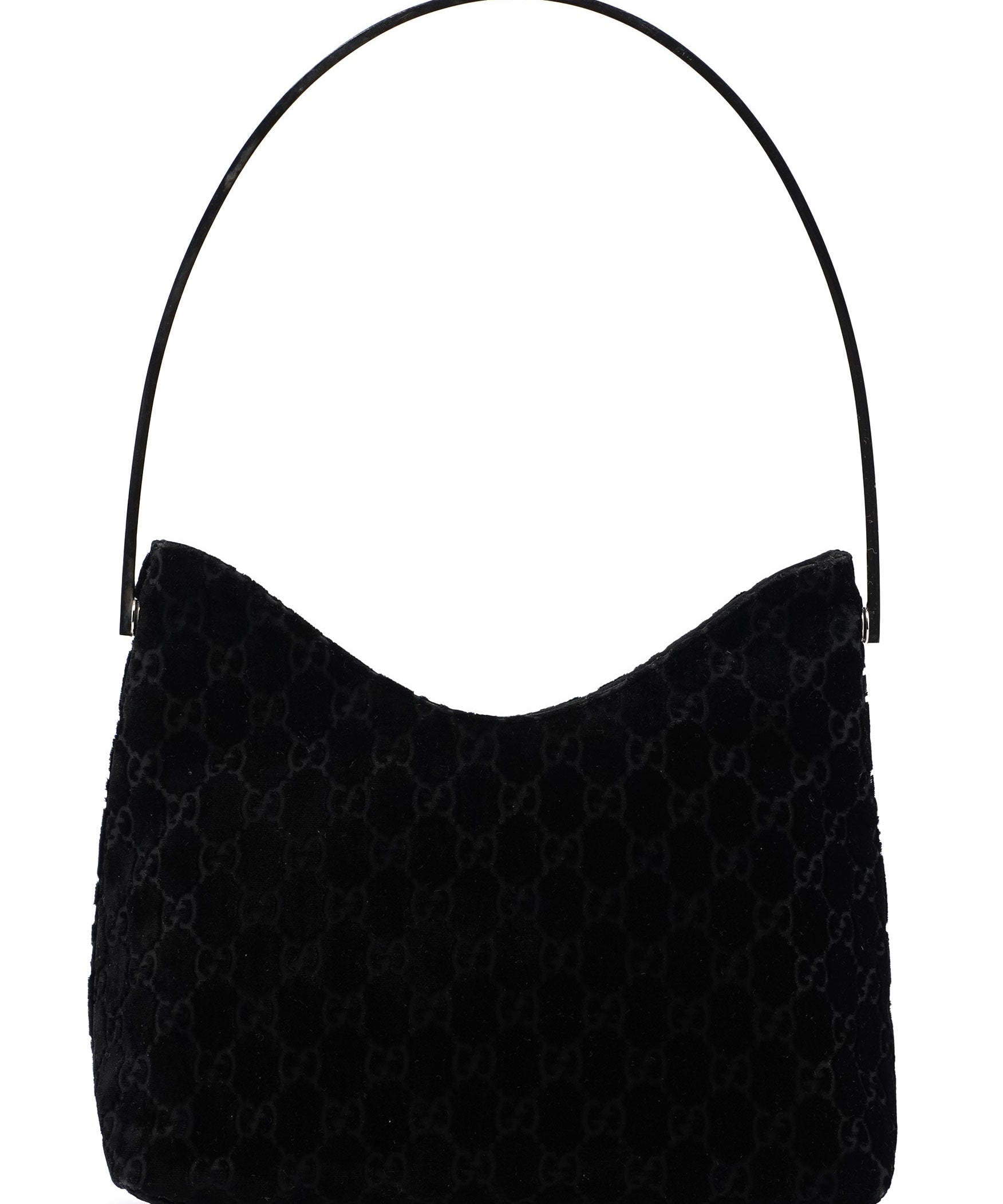 Gucci 1997 Black GG Velvet Shoulder Bag