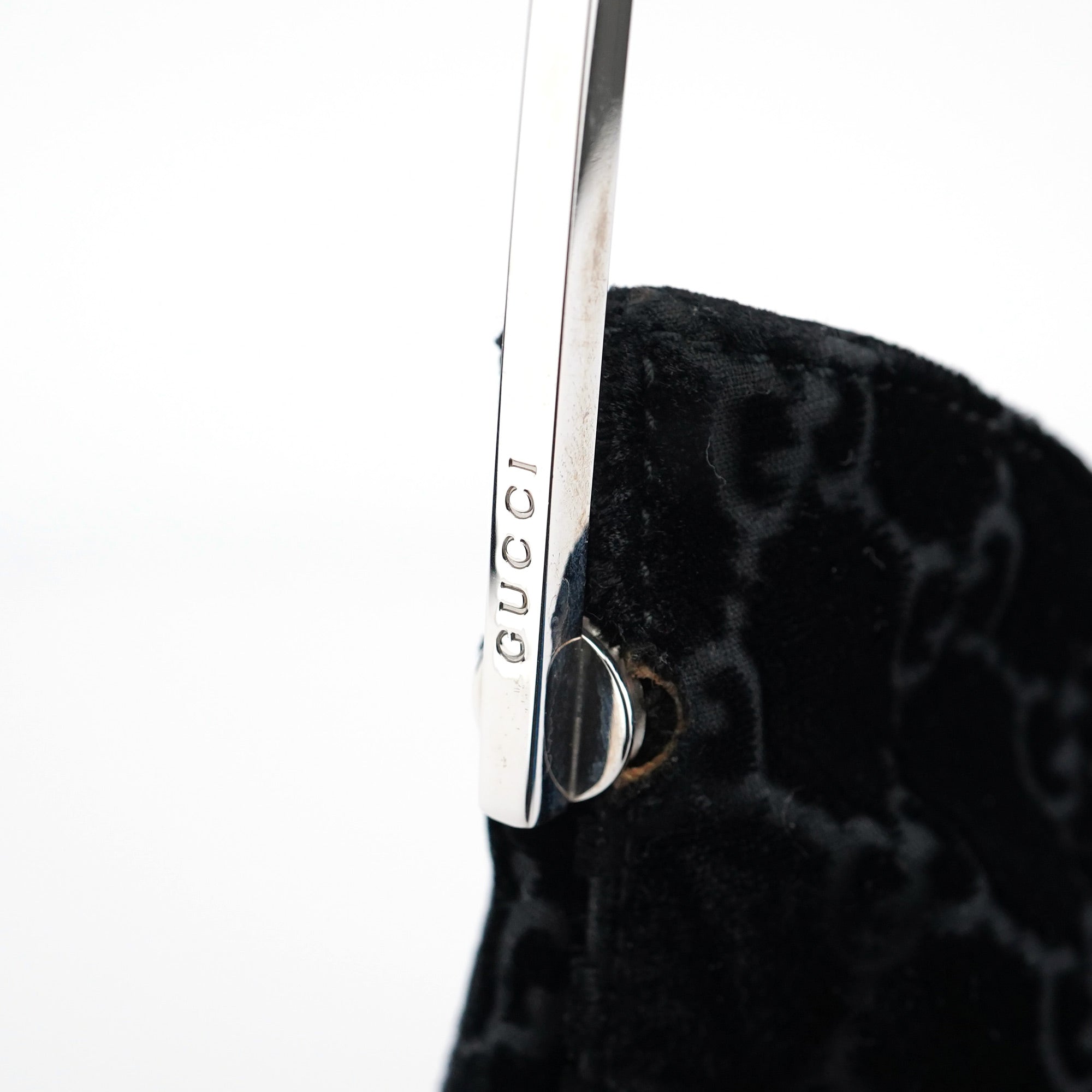 Gucci 1997 Black GG Velvet Shoulder Bag