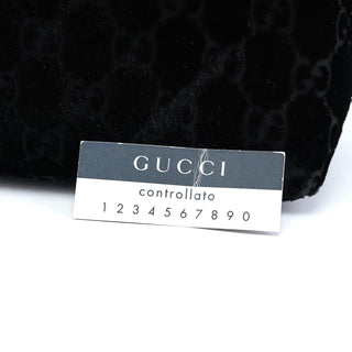 Gucci 1997 Black GG Velvet Shoulder Bag