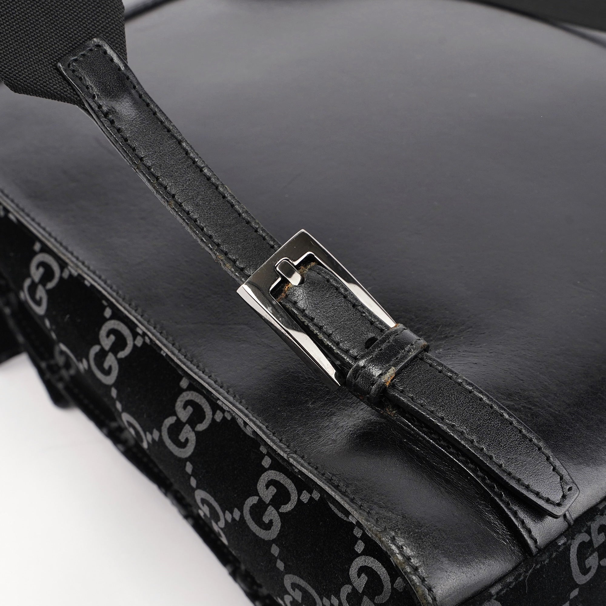 Gucci 1997 Black Jackie Suede GG Backpack