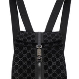 Gucci 1997 Black Jackie Suede GG Backpack