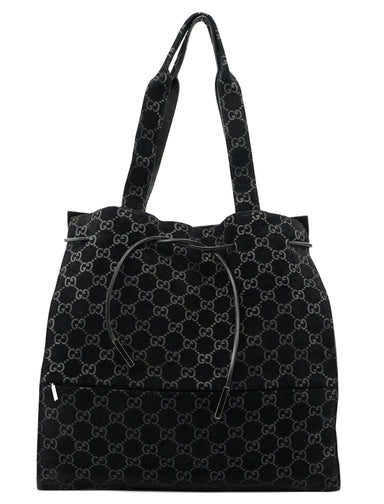 Gucci 1997 Black Suede GG Drawstring Tote