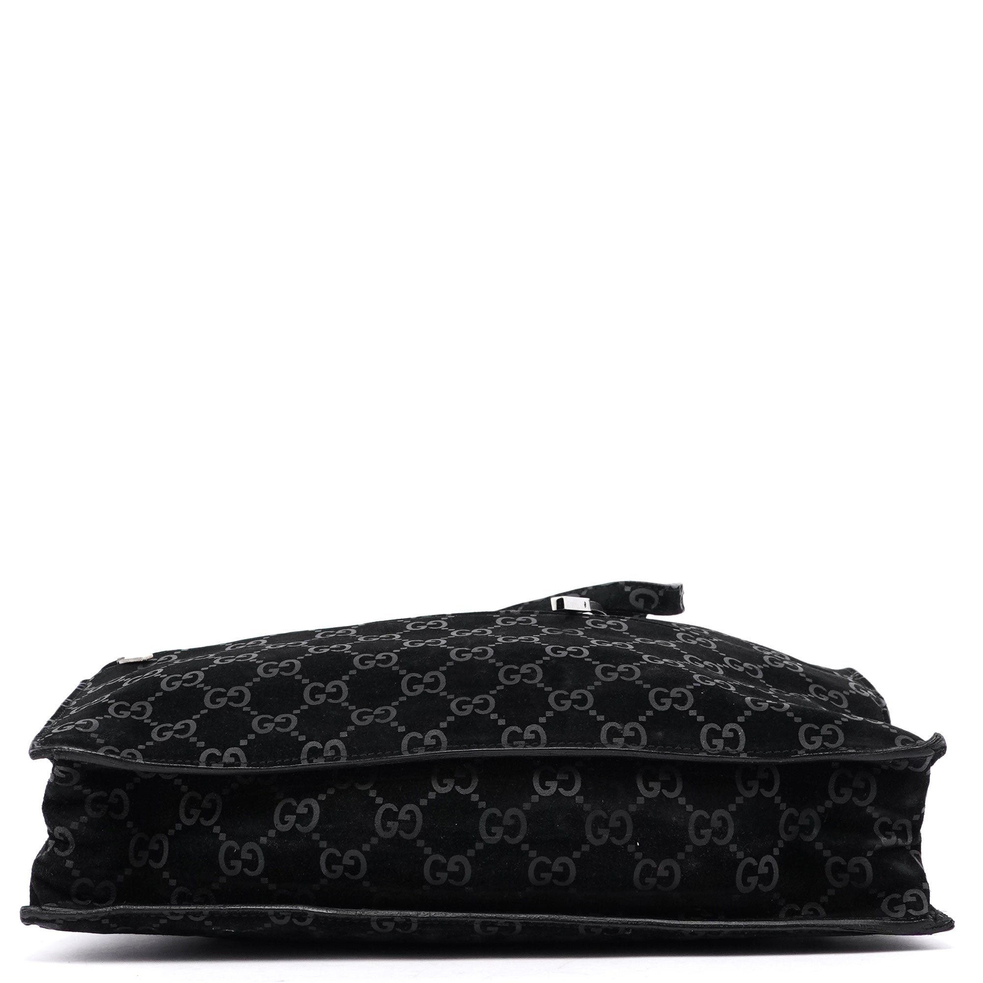 Gucci 1997 Black Suede GG Drawstring Tote