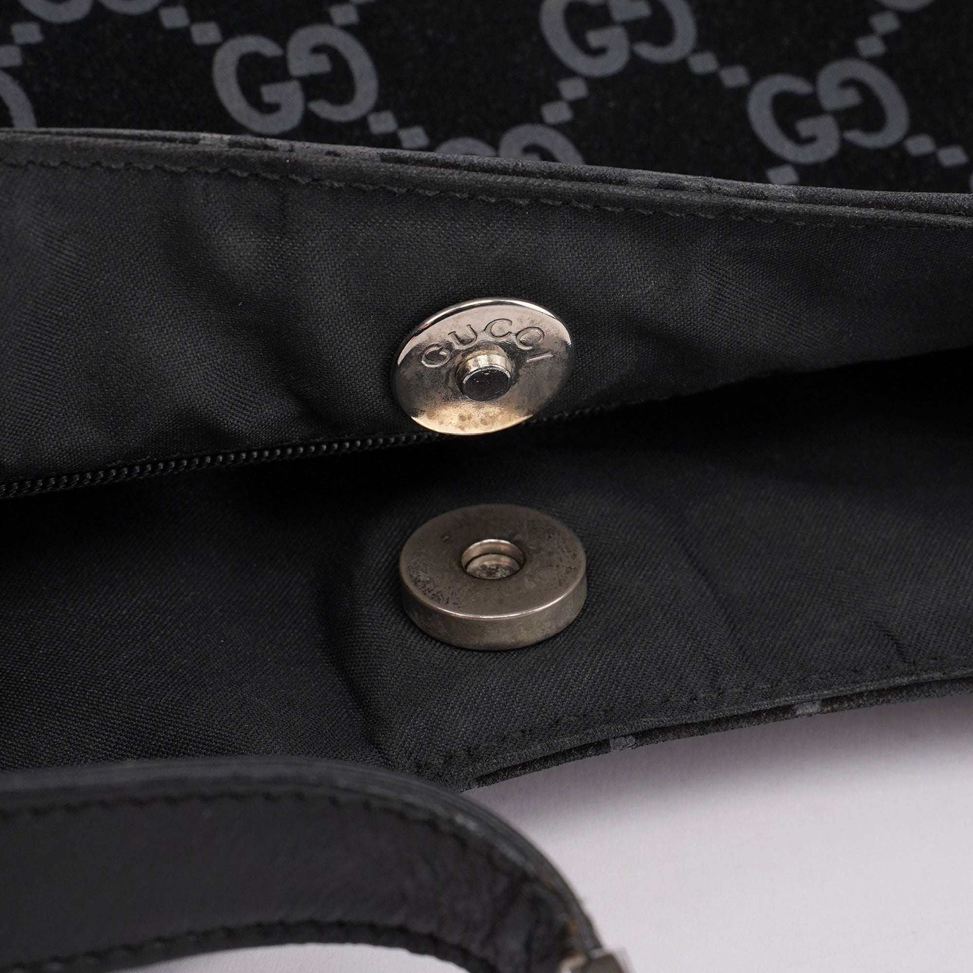 Gucci 1997 Black Suede GG Hobo Shoulder Bag