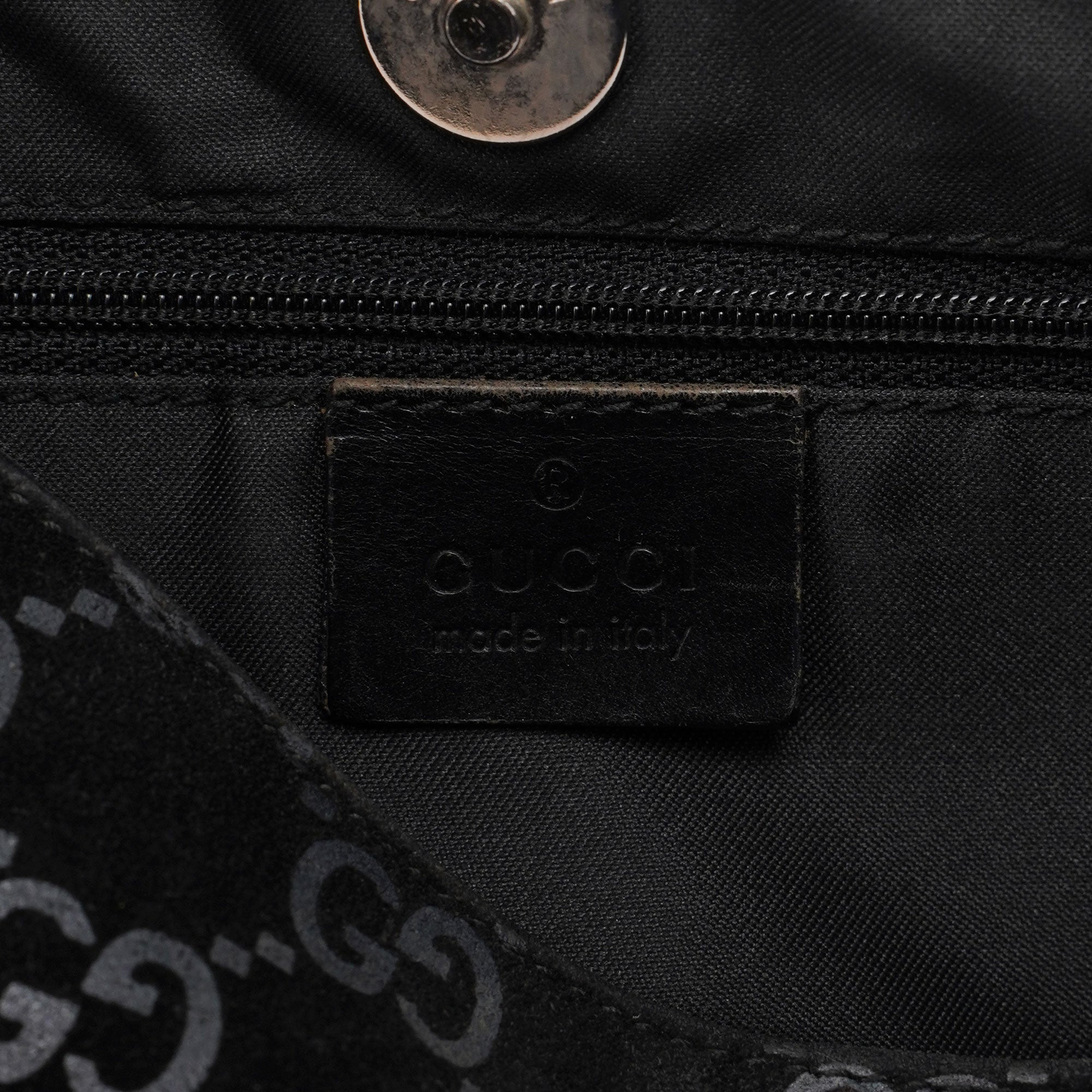 Gucci 1997 Black Suede GG Hobo Shoulder Bag