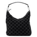 Gucci 1997 Black Suede GG Hobo Shoulder Bag