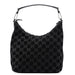 Gucci 1997 Black Suede GG Hobo Shoulder Bag