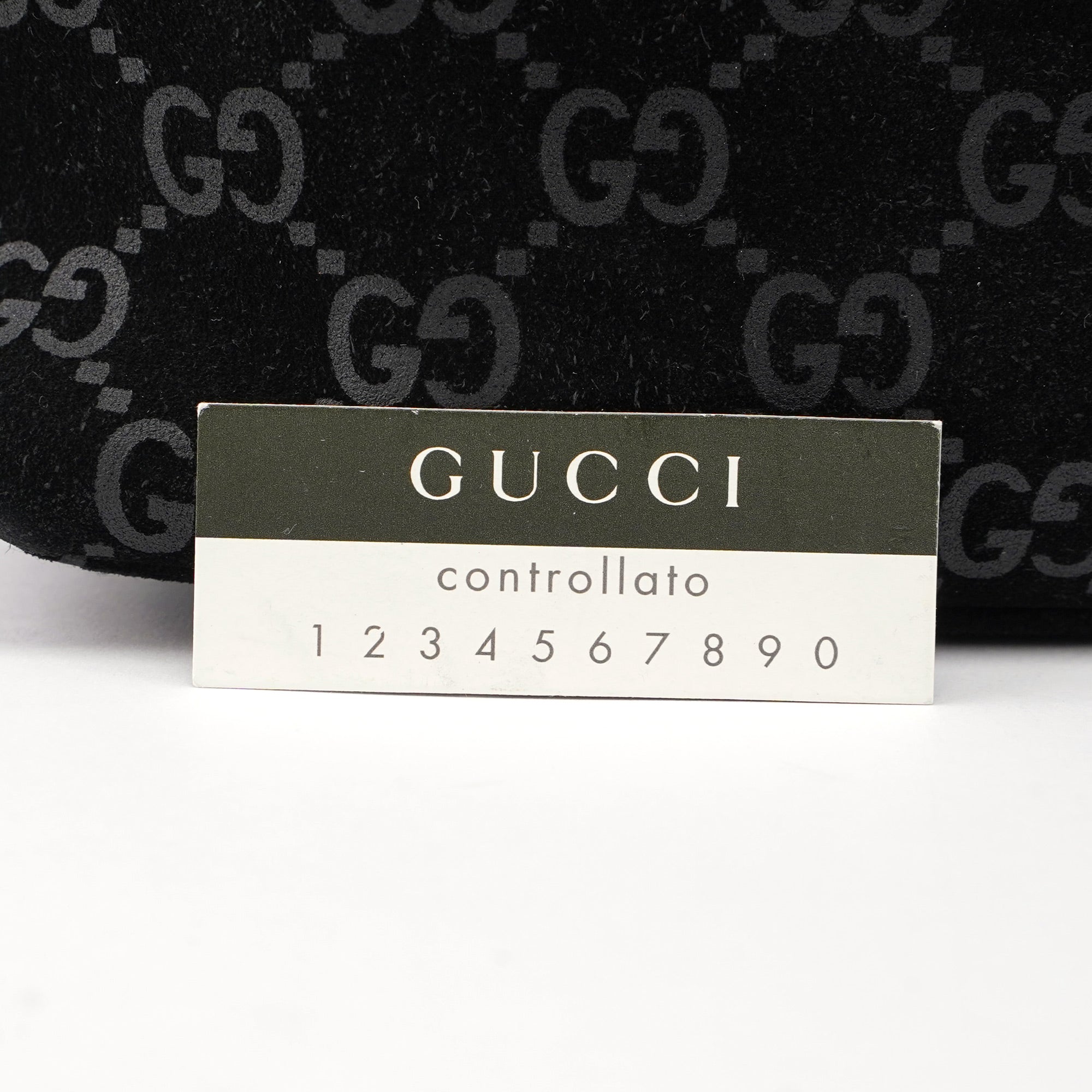 Gucci 1997 Black Suede GG Hobo Shoulder Bag