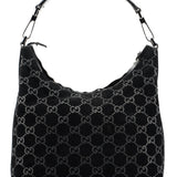 Gucci 1997 Black Suede GG Shoulder Bag