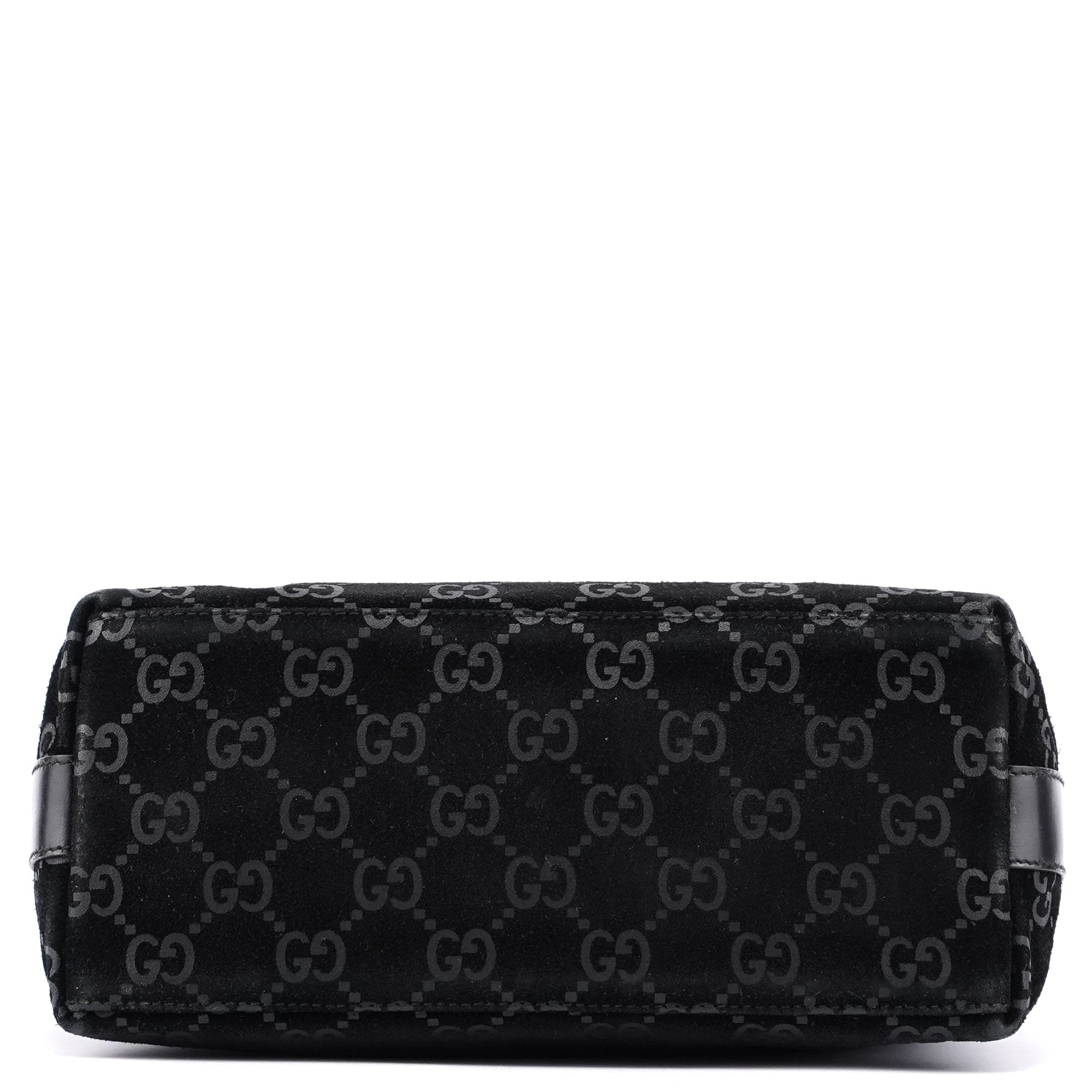 Gucci 1997 Black Suede GG Shoulder Bag