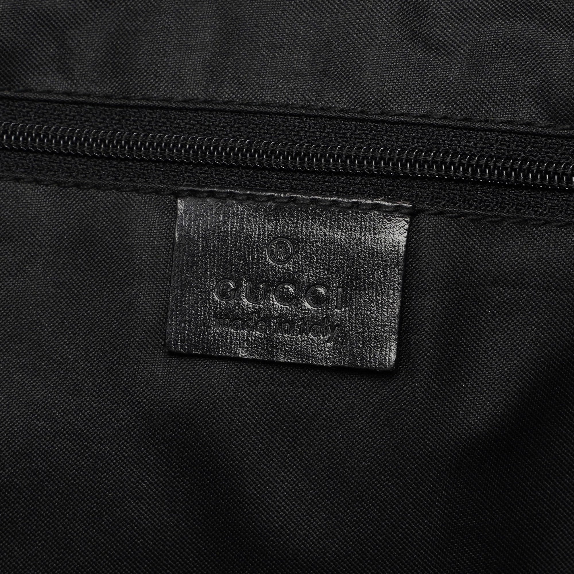 Gucci 1997 Black Suede GG Shoulder Bag