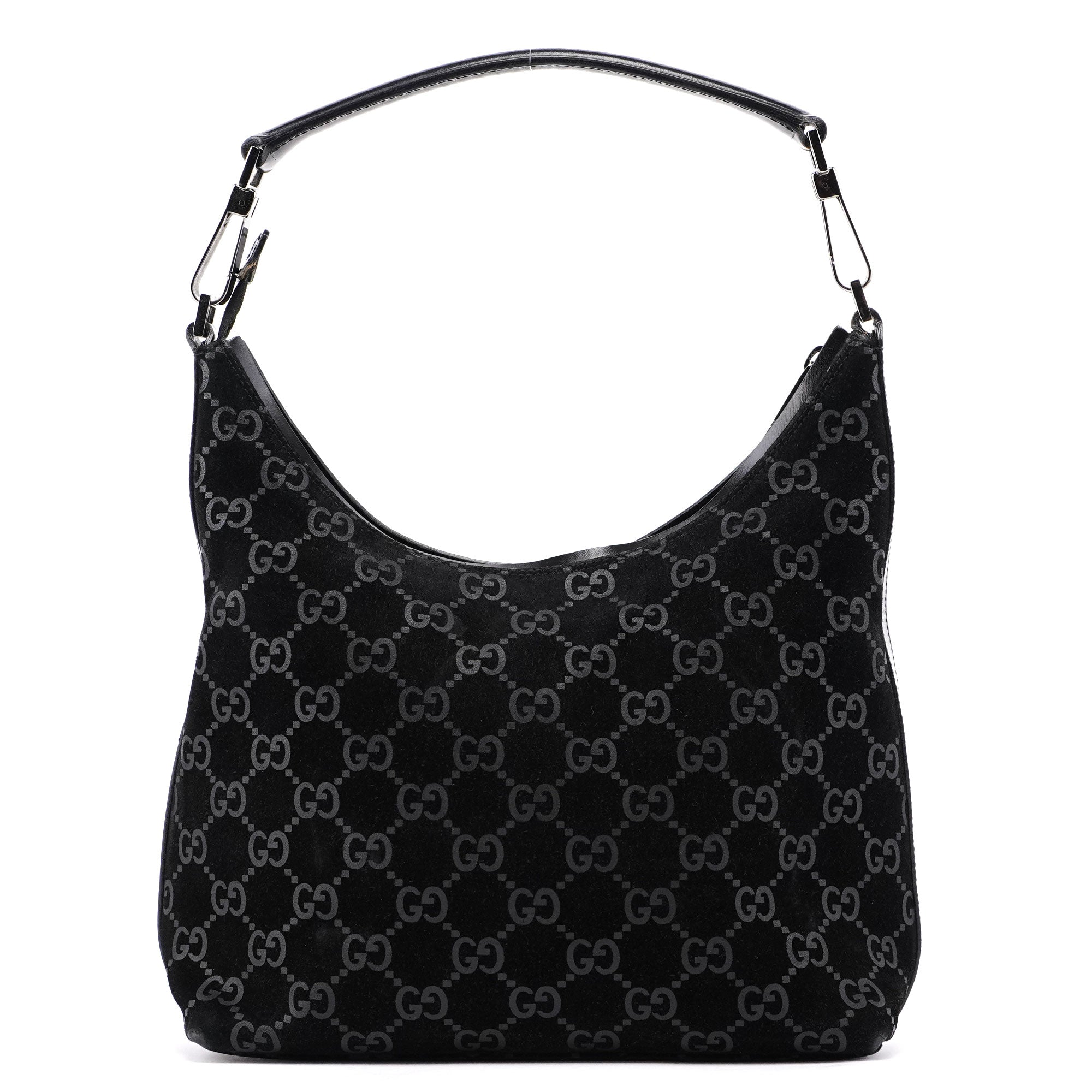Gucci 1997 Schultertasche aus schwarzem GG Veloursleder