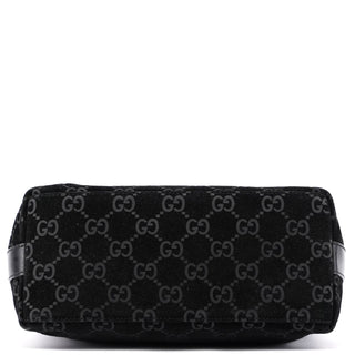 Gucci 1997 Black Suede GG Shoulder Bag