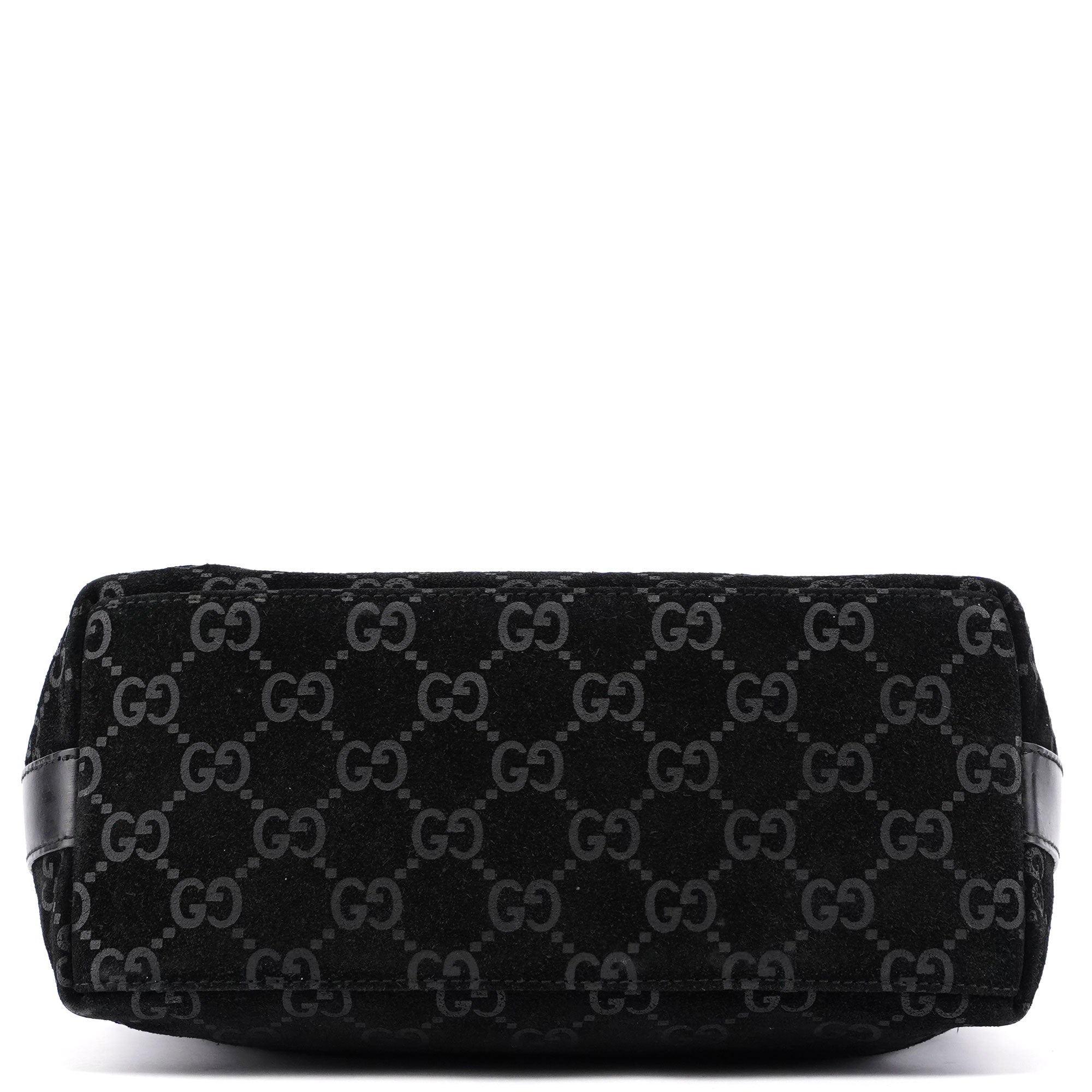 Gucci 1997 Black Suede GG Shoulder Bag