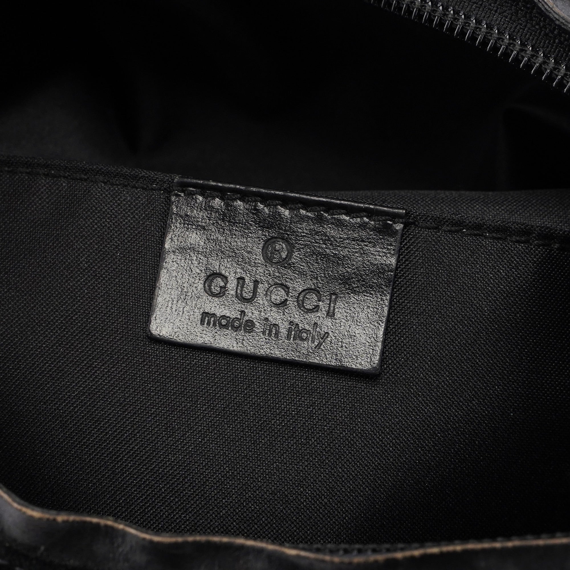 Gucci 1997 Black Suede GG Shoulder Bag