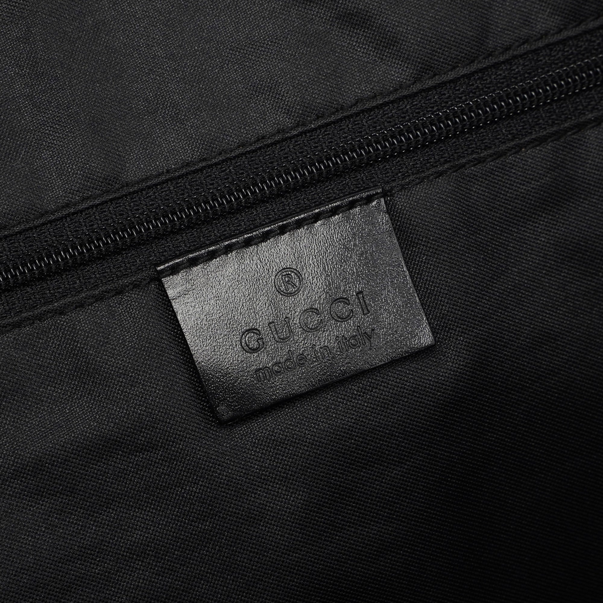 Gucci 1997 Black Suede GG Shoulder Bag