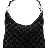 Gucci 1997 Black Suede GG Shoulder Bag
