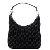 Gucci 1997 Black Suede GG Shoulder Bag