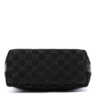 Gucci 1997 Black Suede GG Shoulder Bag