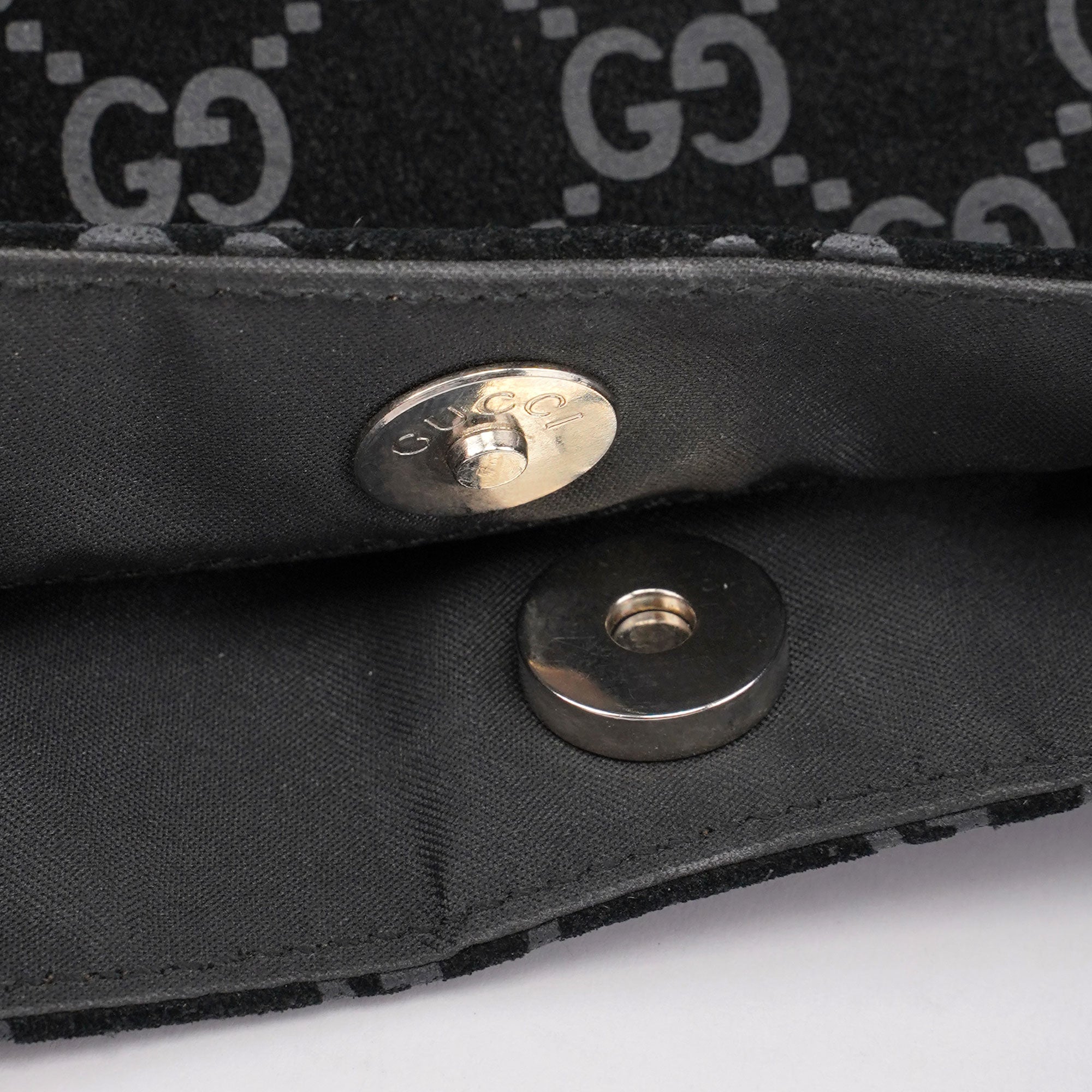 Gucci 1997 Black Suede GG Shoulder Bag