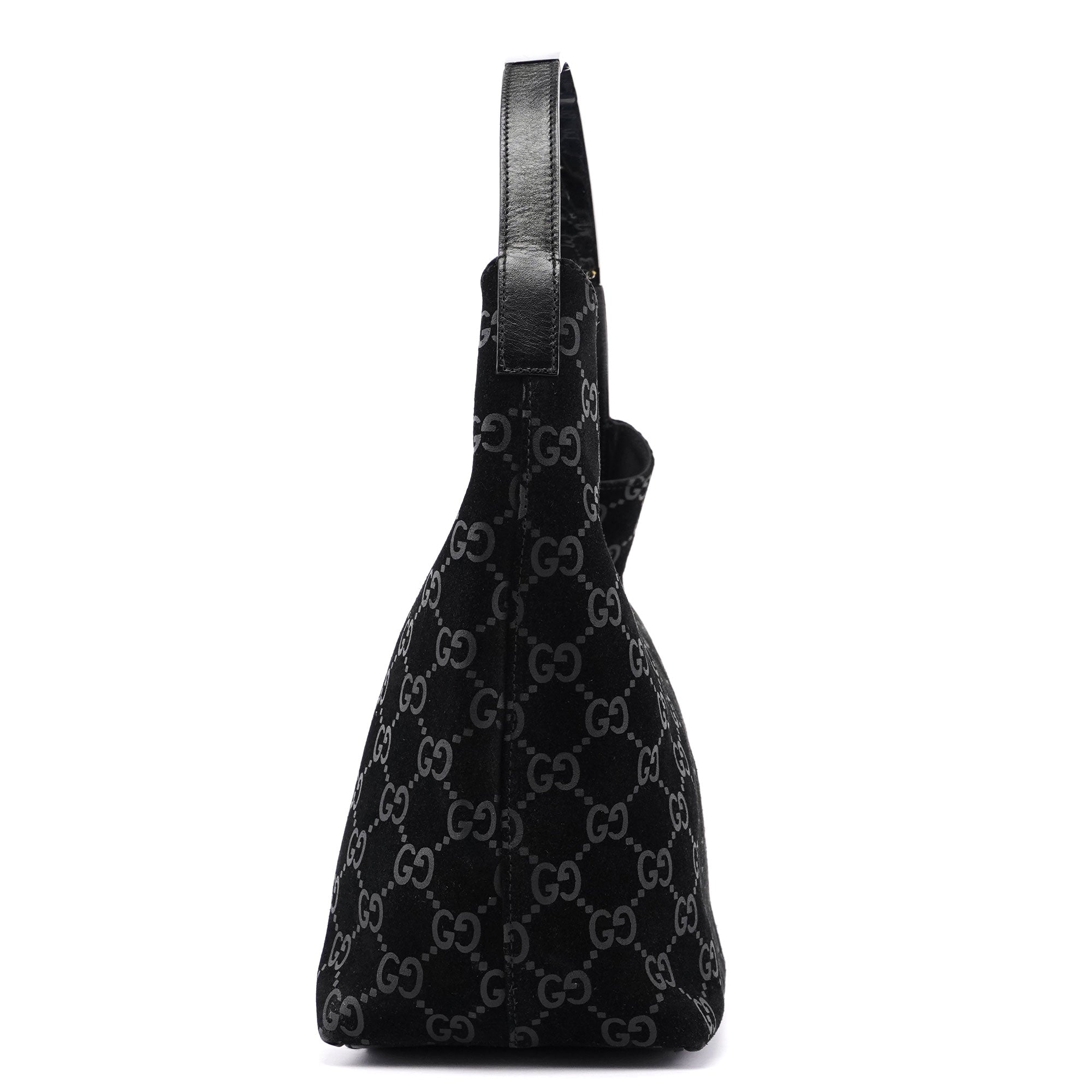 Gucci 1997 Sac porté épaule GG en daim noir