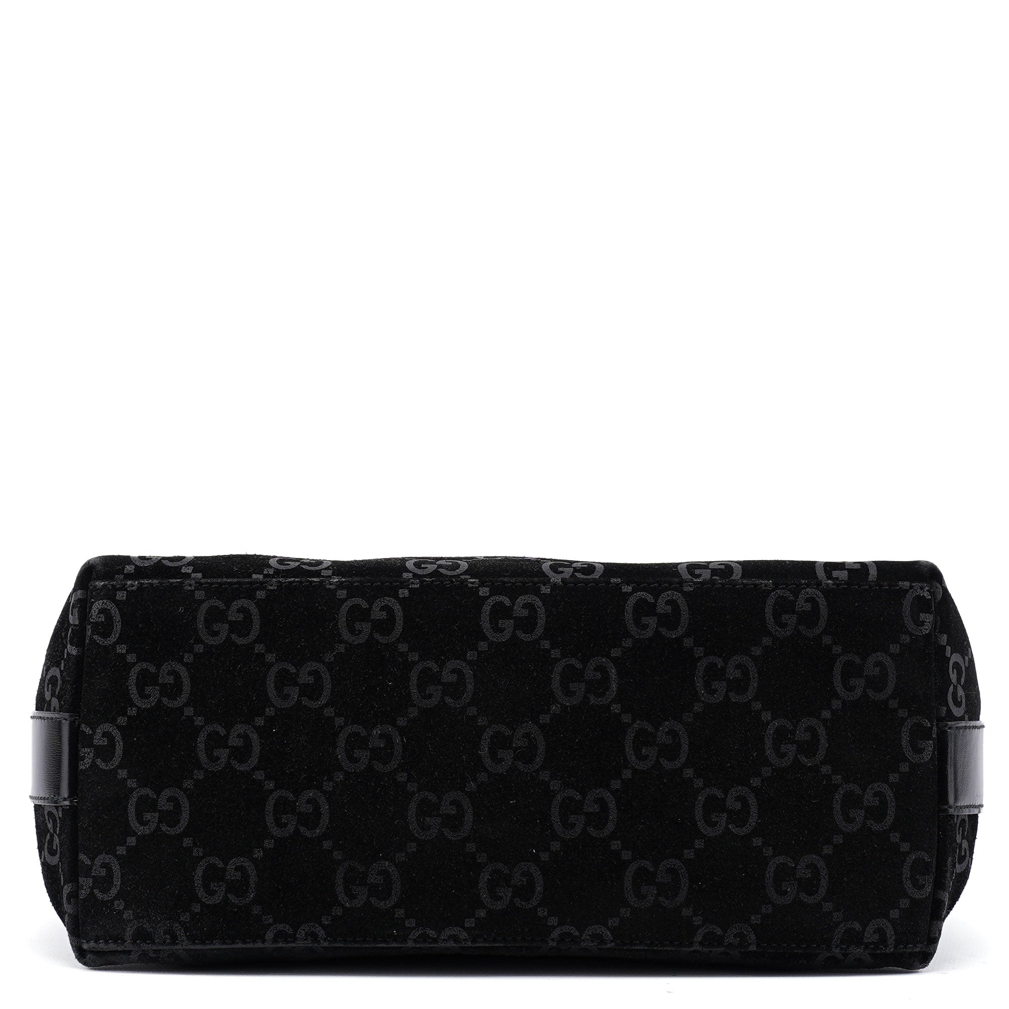 Gucci 1997 Black Suede GG Shoulder Bag