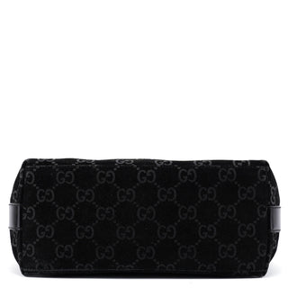 Gucci 1997 Black Suede GG Shoulder Bag