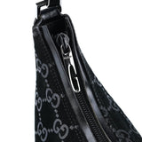 Gucci 1997 Black Suede GG Shoulder Bag