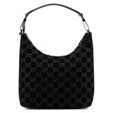 Gucci 1997 Black Suede GG Shoulder Bag