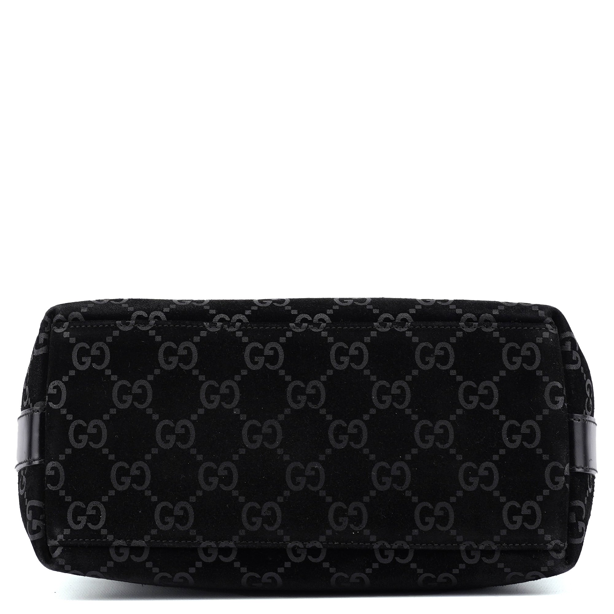 Gucci 1997 Black Suede GG Shoulder Bag