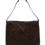 Gucci 1997 Brown GG Suede Horsebit Shoulder Bag