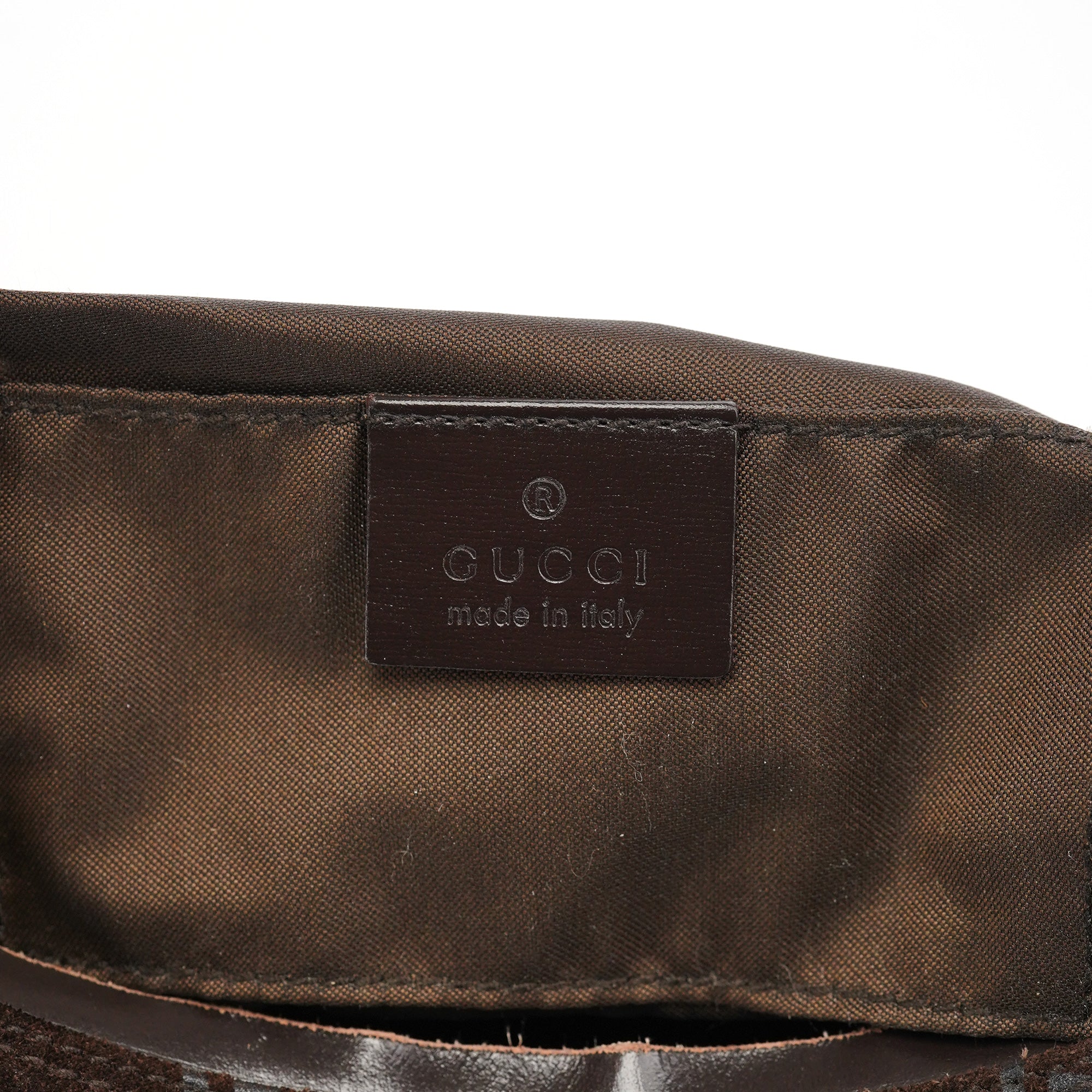 Gucci 1997 Brown GG Suede Shoulder Bag