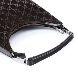 Gucci 1997 Brown GG Suede Shoulder Bag