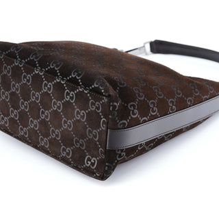 Gucci 1997 Brown GG Suede Shoulder Bag